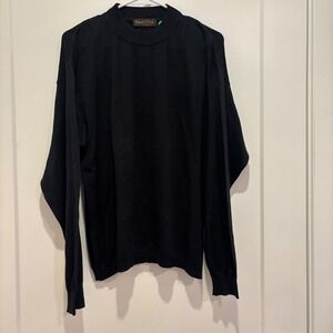 Roberto Villini Italy Mens Black Cotton Modal Blend Crewneck Sweater Size L